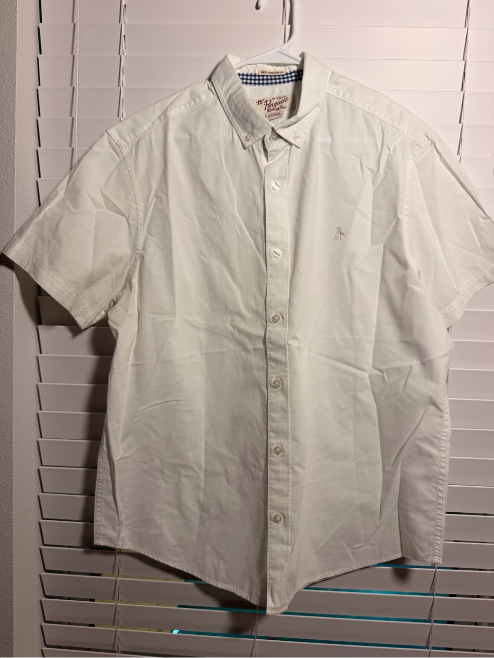 Original Penguin White Short Sleeve Button-Down Shirt with Subtle Logo